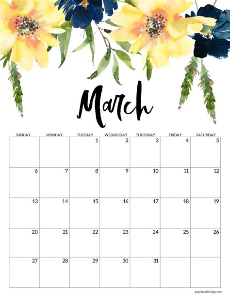 March 2022 Calendar Cute